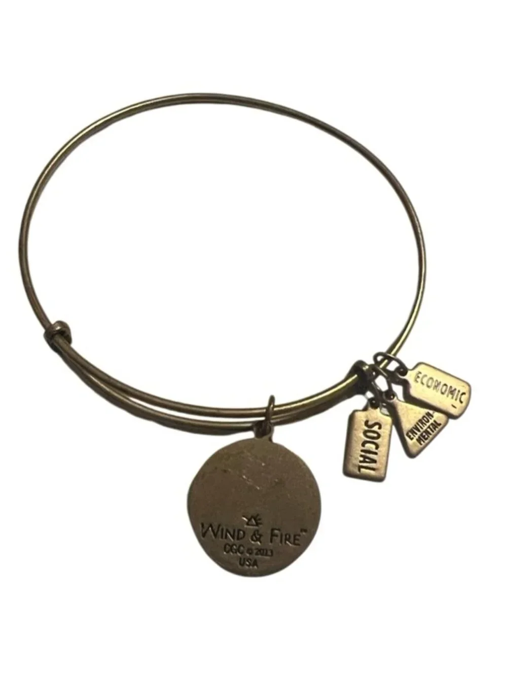 Wind & Fire Gold Golf Tee Adjustable Slide On Bangle Bracelet